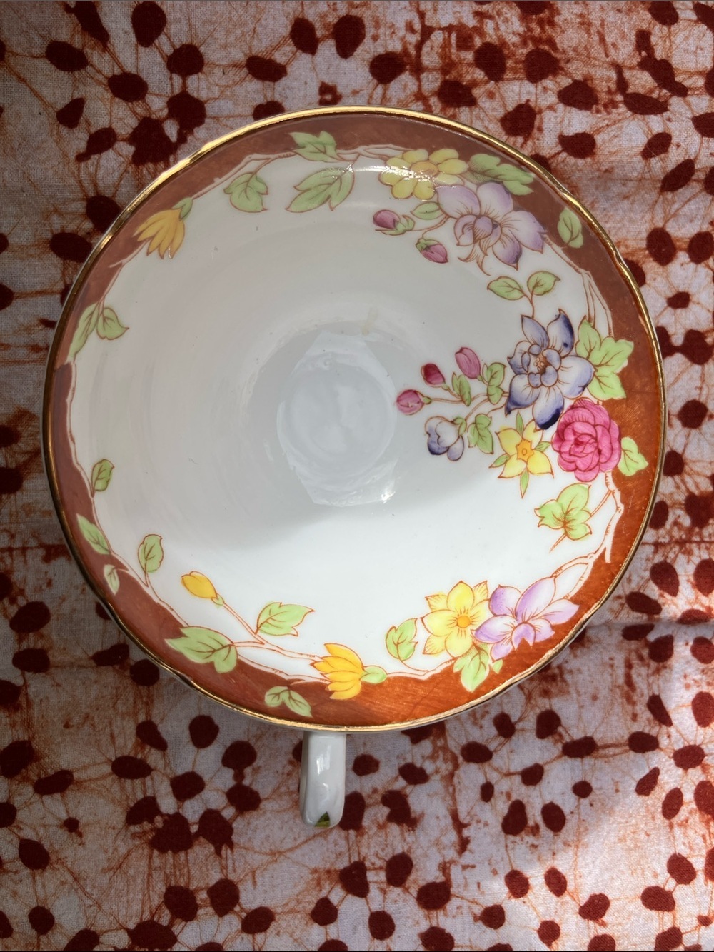 Stanley bone china tea cup made in England gold trim floral